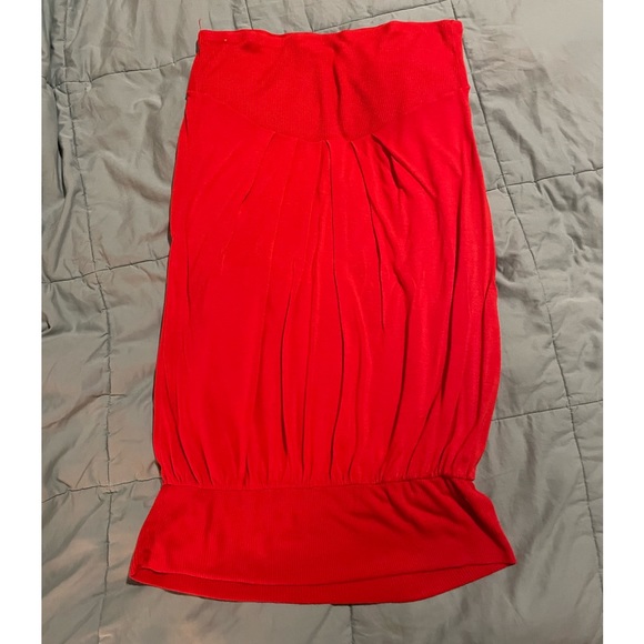 Diane Von Furstenberg Strapless Tunic Top Size L Orangey-Red - Picture 2 of 5